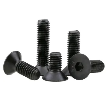 

10PCS M3 M4 M5 Flat Head Countersunk Head Black Grade 12.9 Alloy Steel Hex Socket Head Cap Screw DIN912 Screws