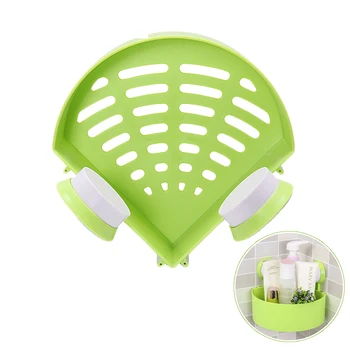 

Plastic Suction Hollow Wall Hanging Corner Bathroom Storage Organizer Shelves Toothbrush And Cup Holder