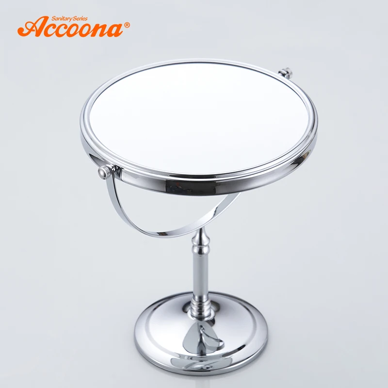 Accoona الحمام ماكياج المرايا الزنك سبائك التجميل 9 بوصة الكروم جولة العمودي مرآة حمام 360 درجة دوران مرايا A221-8