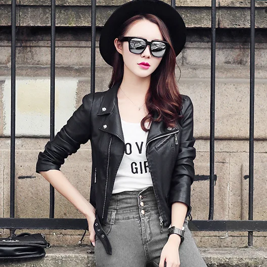 2017 moda primavera e no outono roupas de couro das mulheres 4XL plus size terno de couro feminina de couro projeto curto das mulheres casuais casaco