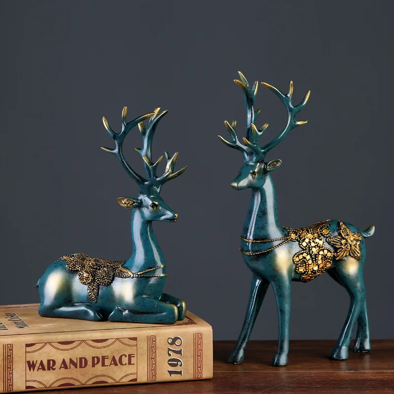 

Resin Deer Statue Creative Modern Elk Figurine Model Crafts for Home Decor Accessories Office A
