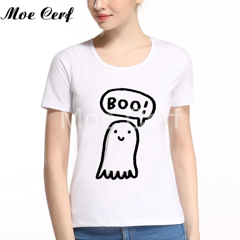 

Cute Ghost Boo Halloween Print Women Tops Harajuku O Neck Girl T-shirt Hipster Youth Top Tee 2017 Fashion Halloween Shirt L13-35