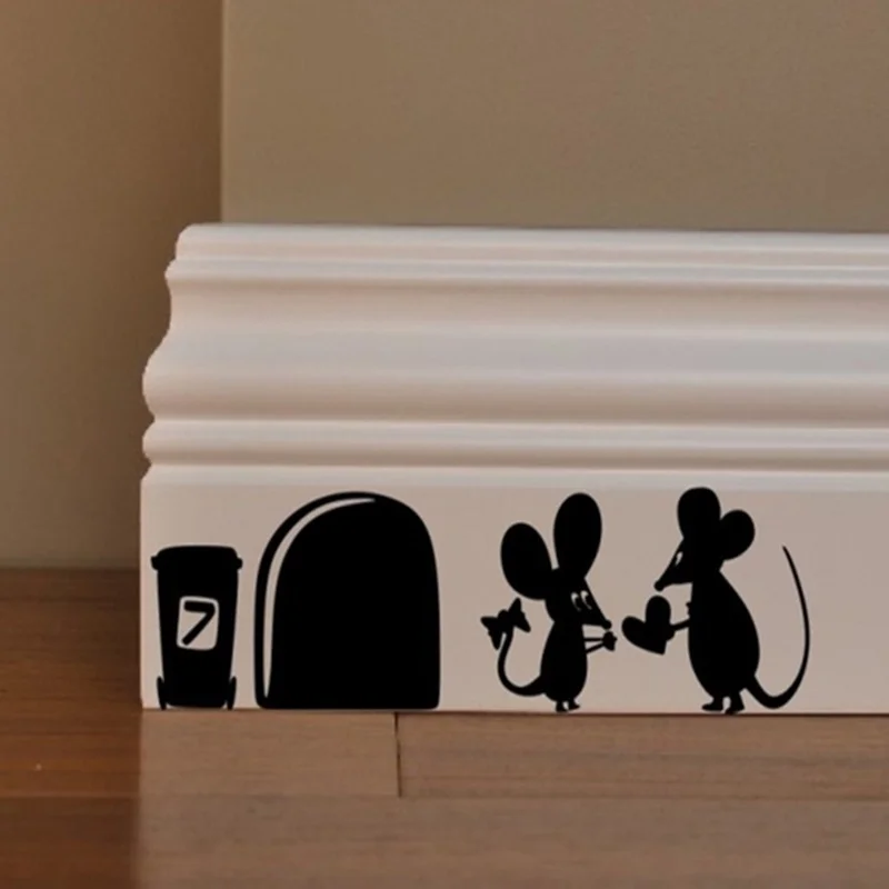 

1pc Black Cartoon Mouse Love Heart Vinyl Art Wall Sticker Skirting Decal (Size: 14.9 By 4.5cm, Color: Black)