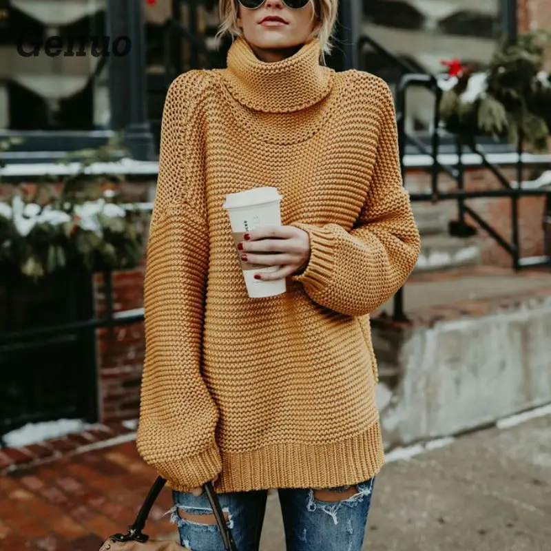 Coarse Pullover Women's Jumper Turtleneck Sweater Female Jumper Women Warm Sweater thick Winter Cable Knitted Oversized Sweater