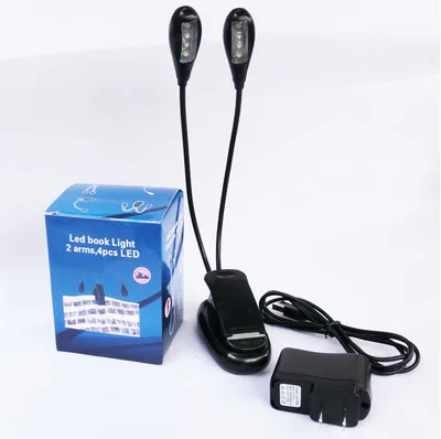 

Fashion independent Super Bright Dual Flexible Double Flex Goosenecks 8 LED Book Reading Clip-on Arm Table Lamp Study Desk Light