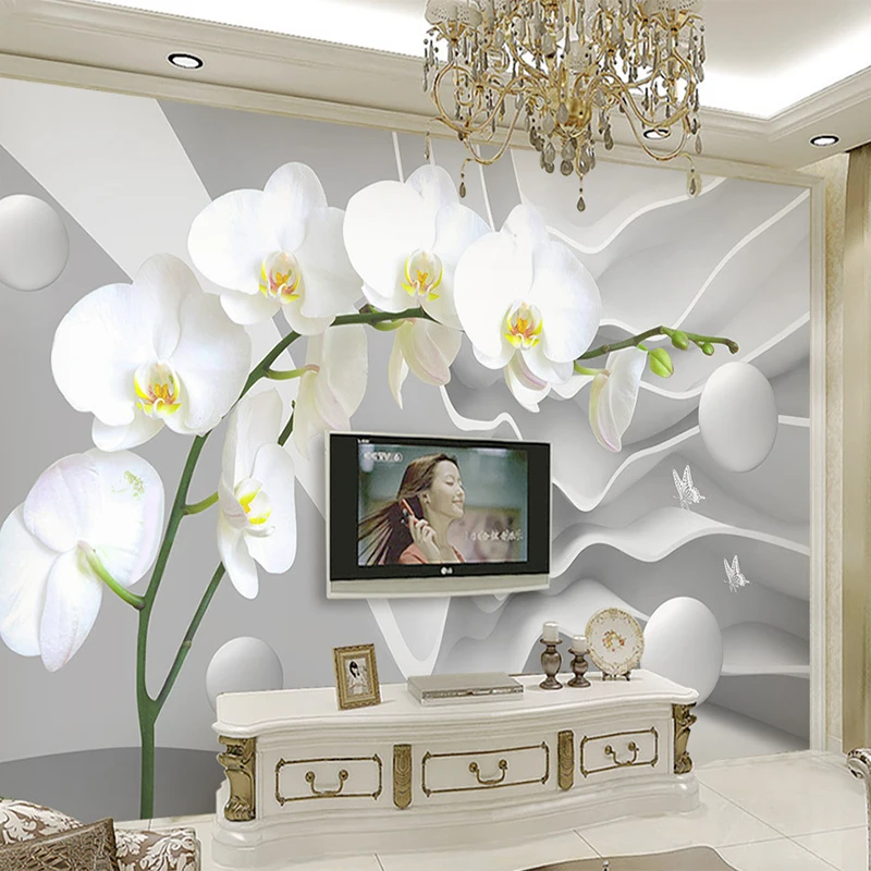 Modern 3D Space Phalaenopsis Flower Photo Wallpaper Mural Living Room TV Sofa Background Wall Decor 3D Wall Cloth Roll 3d wallpaper mural wall covering wallpaper canvas painting wallpaper