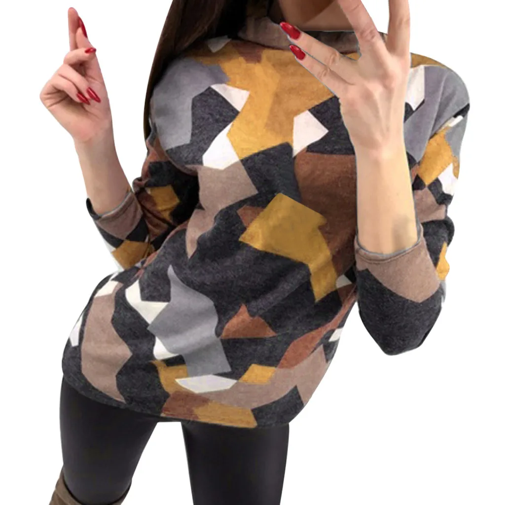 

Plus Size Women Patchwork Tops Fashion O-neck Long Sleeve Long Pullover Casual Holiday Daily Ladies Shirt Tops Roupas Feminina