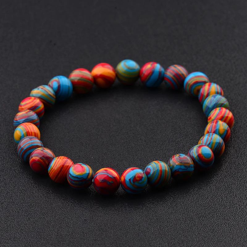 2020 Colorful Chakra Stone Beaded Women Bracelet 8mm Charm Men Ethnic Stretch Bracelets Fashion Jewelry AB176