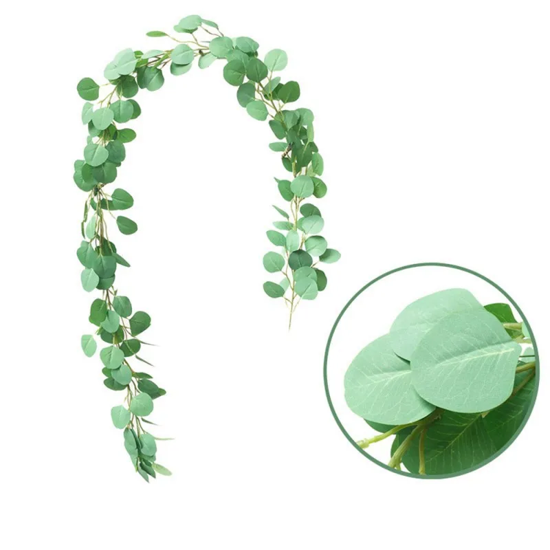 

2m Artificial Eucalyptus Leaves Vine Plant Leaves Garland Home Garden Wall Wedding Party Table Decoration Green