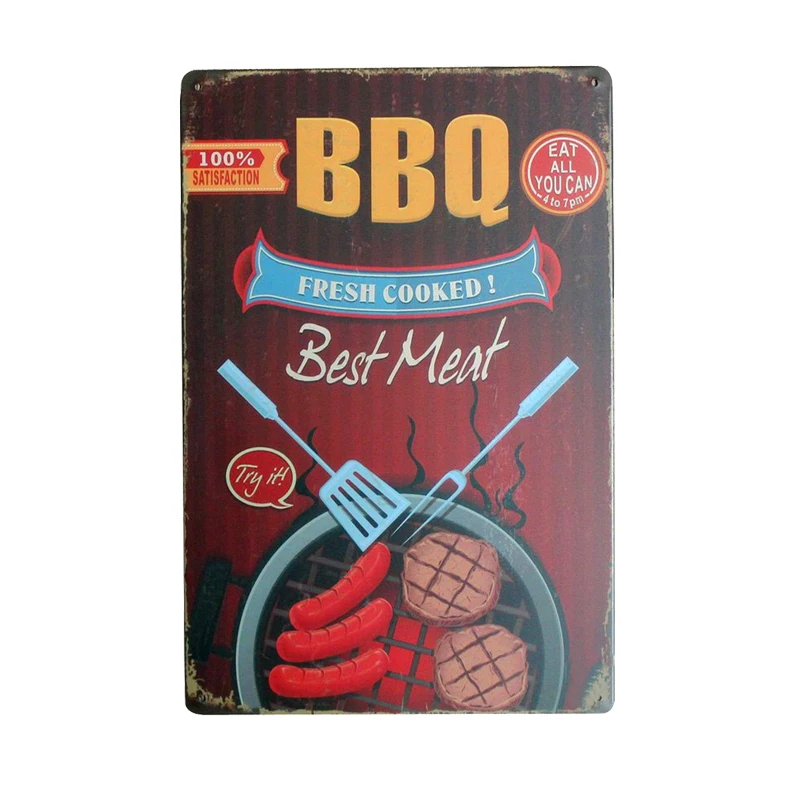 DAD'S BBQ Best Meat Retro Plaque Wall Decor for Bar Pub Kitchen Home Vintage Metal Poster Plate Metal Signs Painting Plaque N075 - Image 3