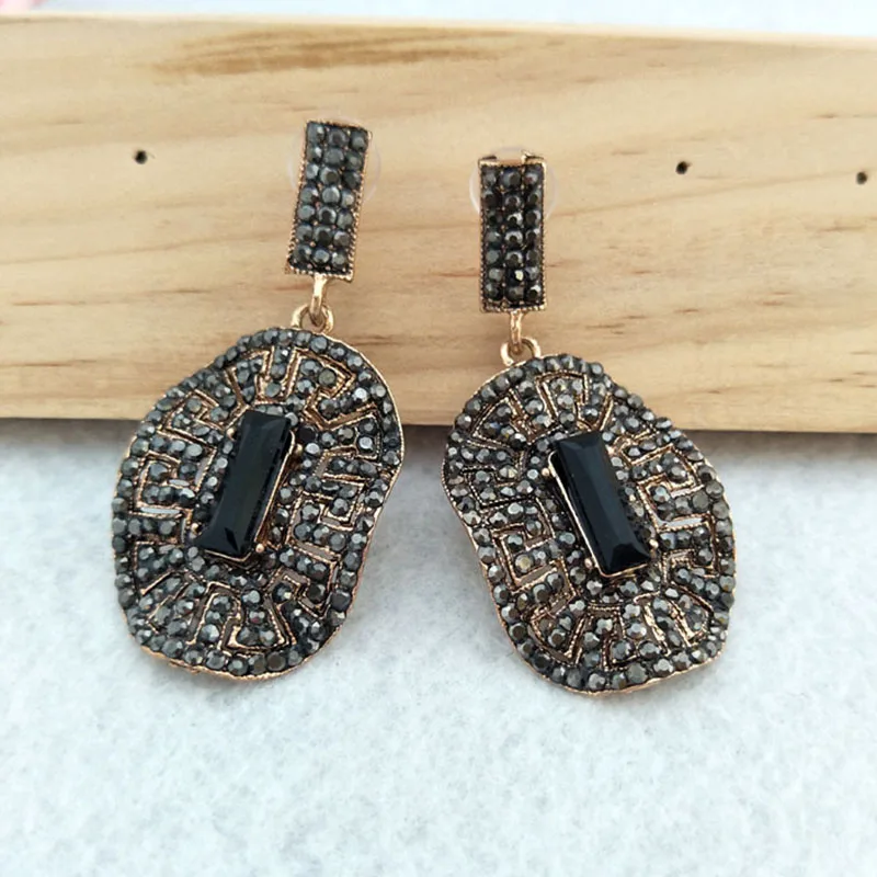 Buy 1/5 Pairs Fashion oval earrings Paved Rhinestone