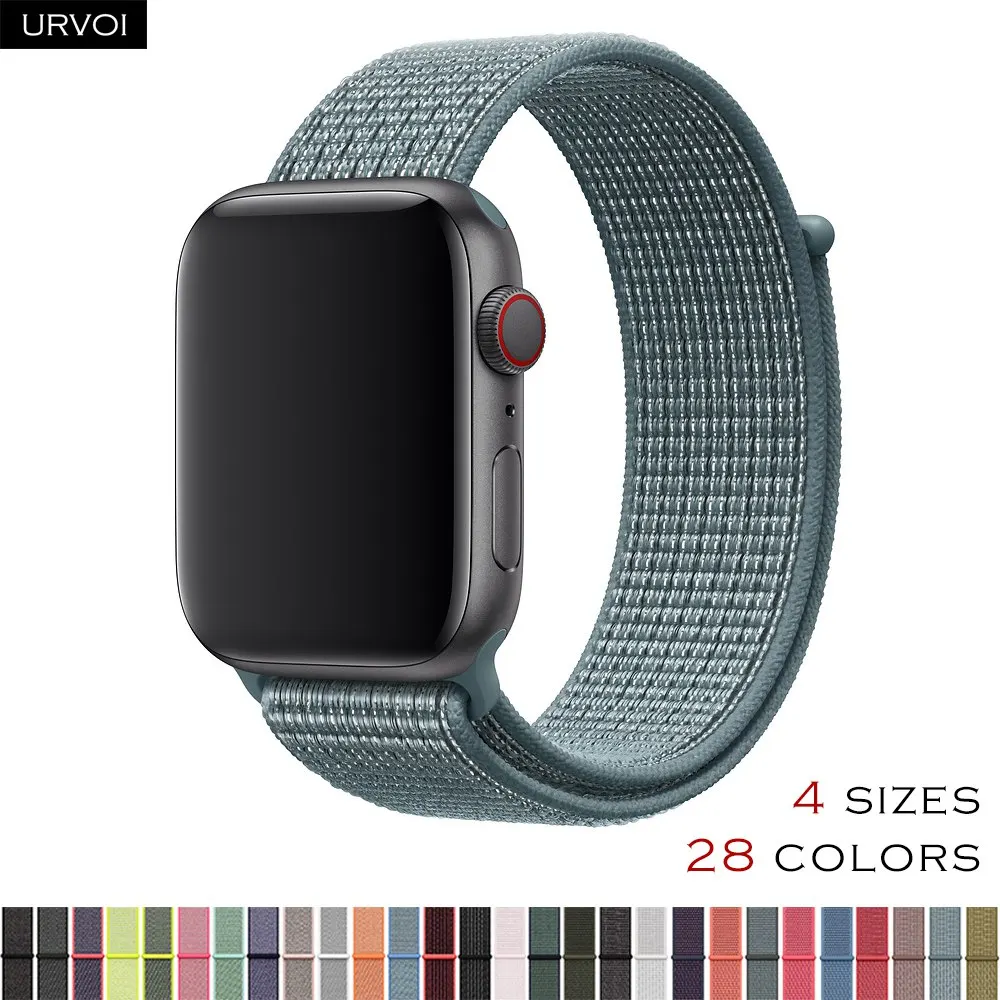 

URVOI 2019 Sport loop for apple watch series 5 4 3 2 1 strap for iWatch band for NIKE+ double-layer HOOk&LOOP reflective