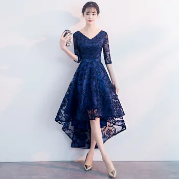 

Navy Blue Bride Party Dress Oriental Women Elegant Slim Cheongsam Fashion Chinese Style Wedding Long Qipao Luxury Robe Vestido