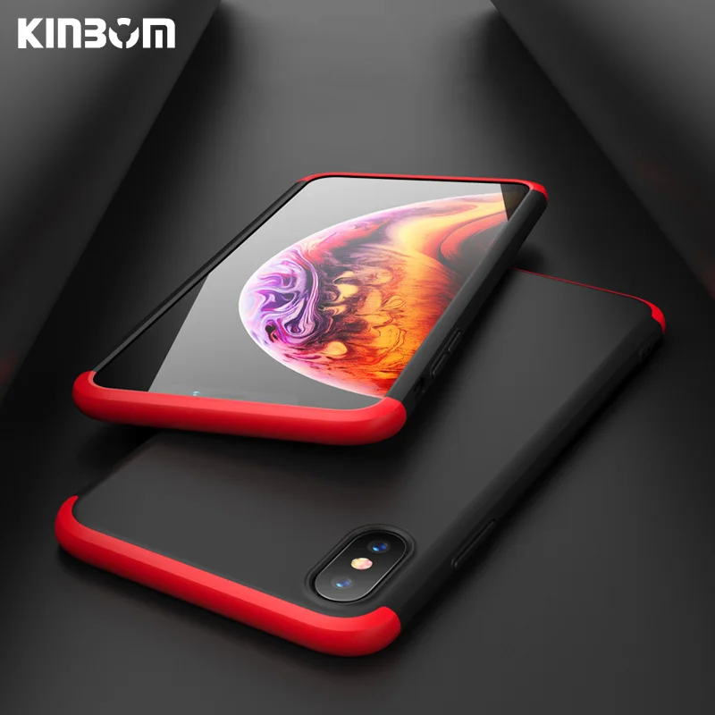 KINBOM 360 Телефон чехол для iPhone 7 8 X XR XS Max 3 в 1 6 6S Plus Se 5s полный ПК Жесткий Чехол |