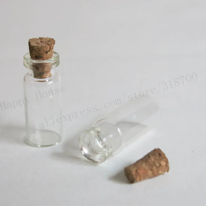 100pcs lot 0 8ml Mini clear glass bottles vials with cork small glass sample wishing bottle 2