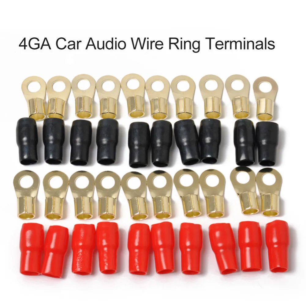 4GA Round Brass Car Audio Power Ground Wire Ring Terminals Terminalsin