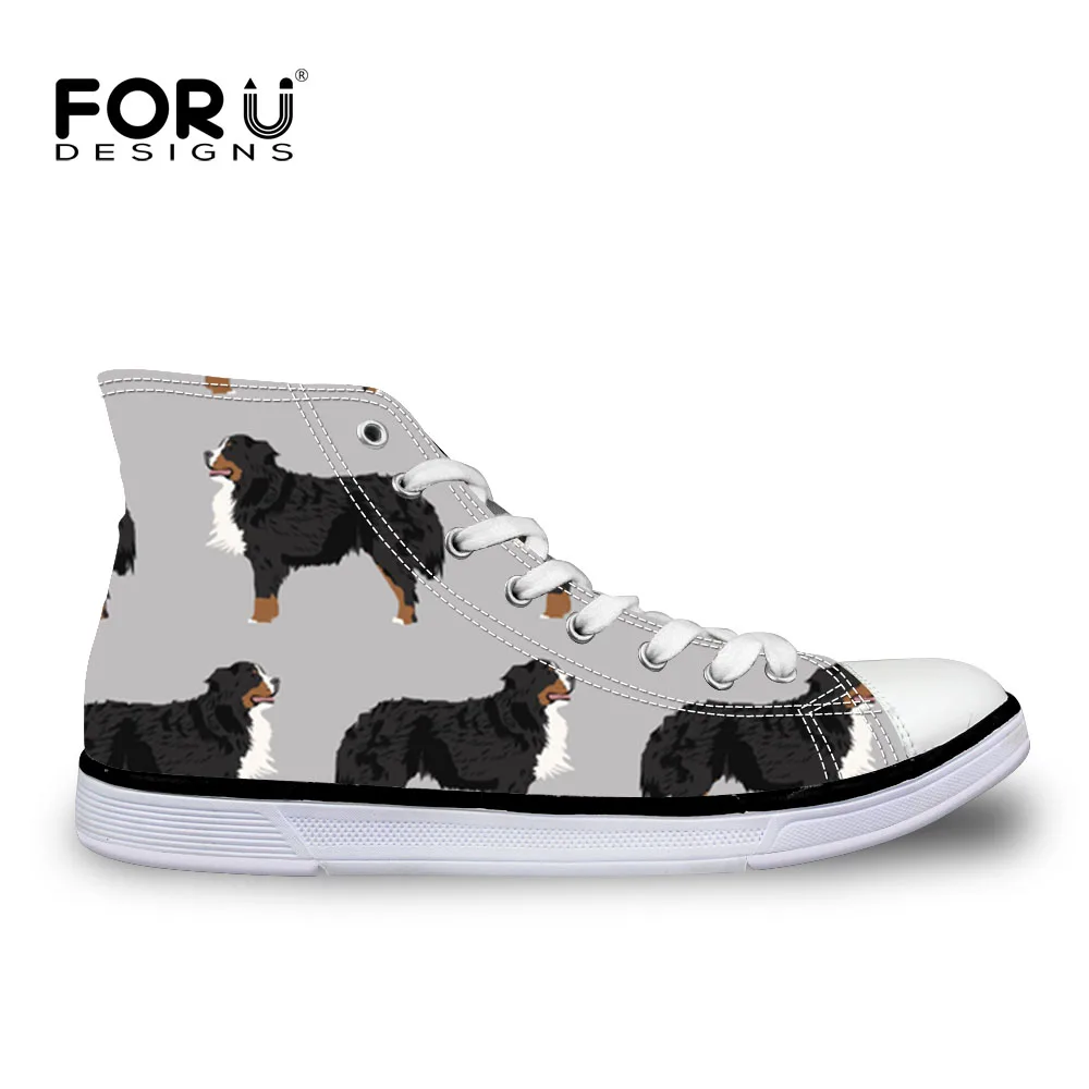 

FORUDESIGNS Bernese Dog Women Vulcanize Shoes High top Canvas Sneakers Lace-up Breathable Casual Walking Shoes Sapato Feminino