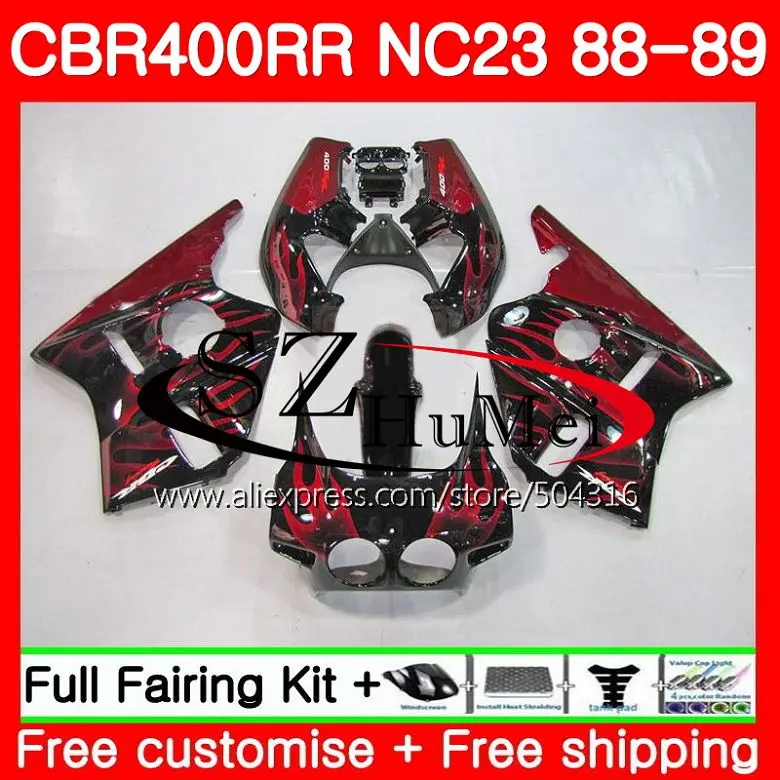 

NC23 For HONDA CBR400RR 88 89 90 91 92 93 121SH5 NC29 CBR 400RR 400 CBR400 RR Red flames 1988 1989 1990 1991 1992 1993 Fairing