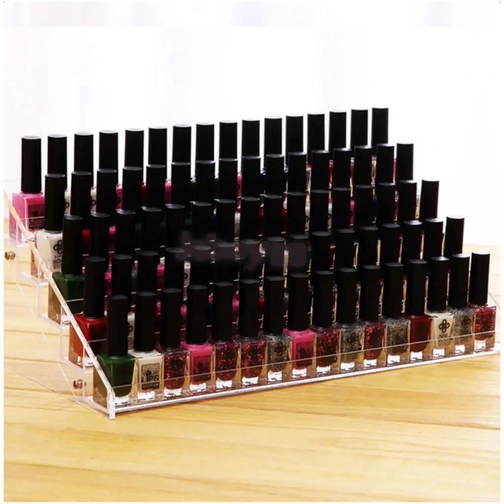 

5 Tiers Clear Acrylic Nail Polish Varnish Display Stand Table Top Lipstick Organizer Shop Counter Retail Rack Holds 65 Bottles