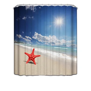 

Shower Curtain Sea Star Polyester Bathroom Curtains Douchegordijn Blauw Bathroom Supplies New Style