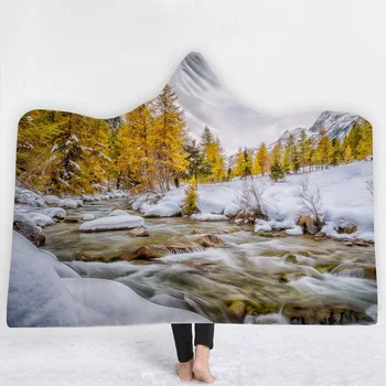 

Snowflake winter Blanket Forest keep Warm soft Blanket with hat New pattern comfortable twin full size fashion Blanket