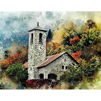 

Home Decor Square Full DIY Diamond Painting Landscape House Sewing Cross Stitch 3D Diamond Embroidery Mosaic Wall Sticker Kit