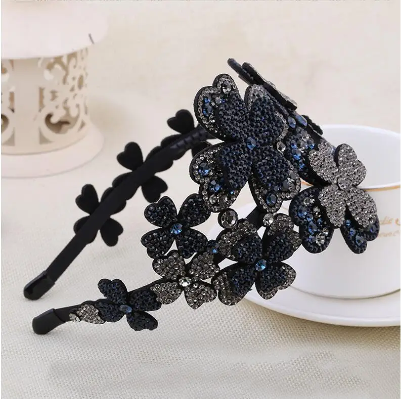 Роскошный Полный Rhinestone Женщины Hairbands Цветочный Кристалл повязки женские аксессуары для волос заколки голову обруч - Цвет: color C