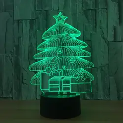 Рождественская елка 7 цветов лампа 3d Визуальный светодиодный ночник для детей сенсорный Usb Настольный Lampara Lampe детский спальный ночник