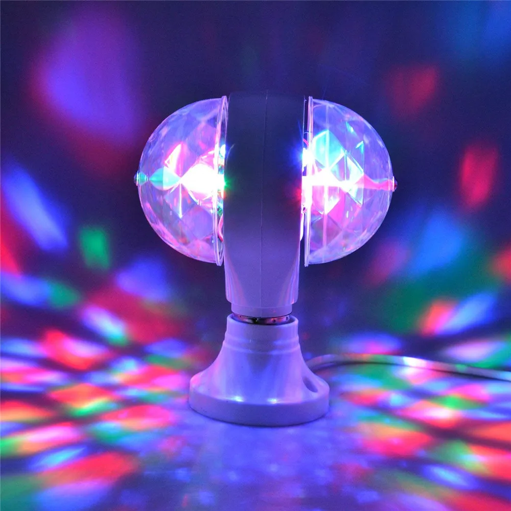 

3W E27 B22 Colorful Rotating RGB LED Stage light Dual Heads Xmas party effect Light Magic Balls Colorful KTV bar DJ disco light