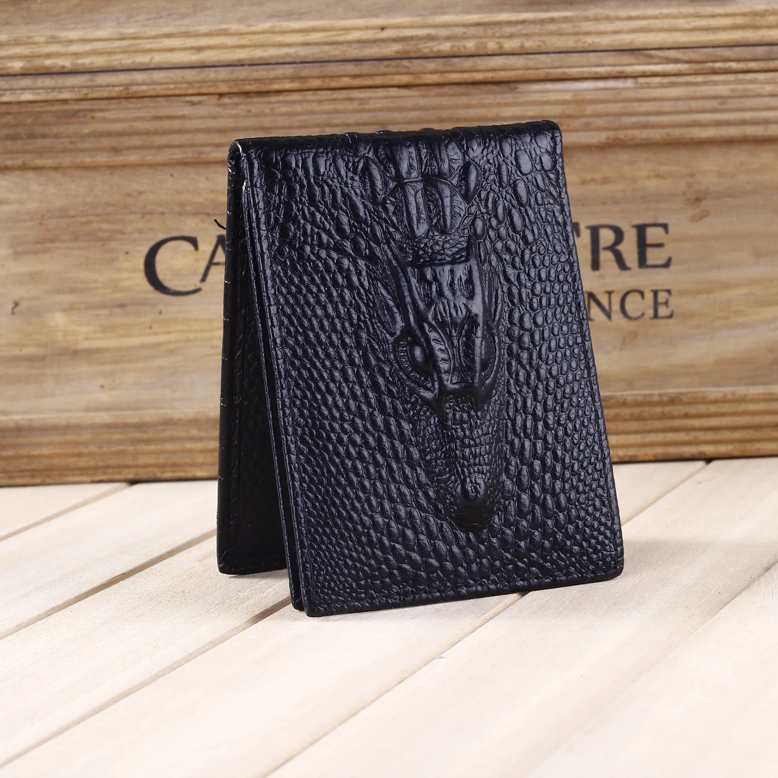Men's Genuine Leather Driving License Holder Alligator Pattern 4 Solid
