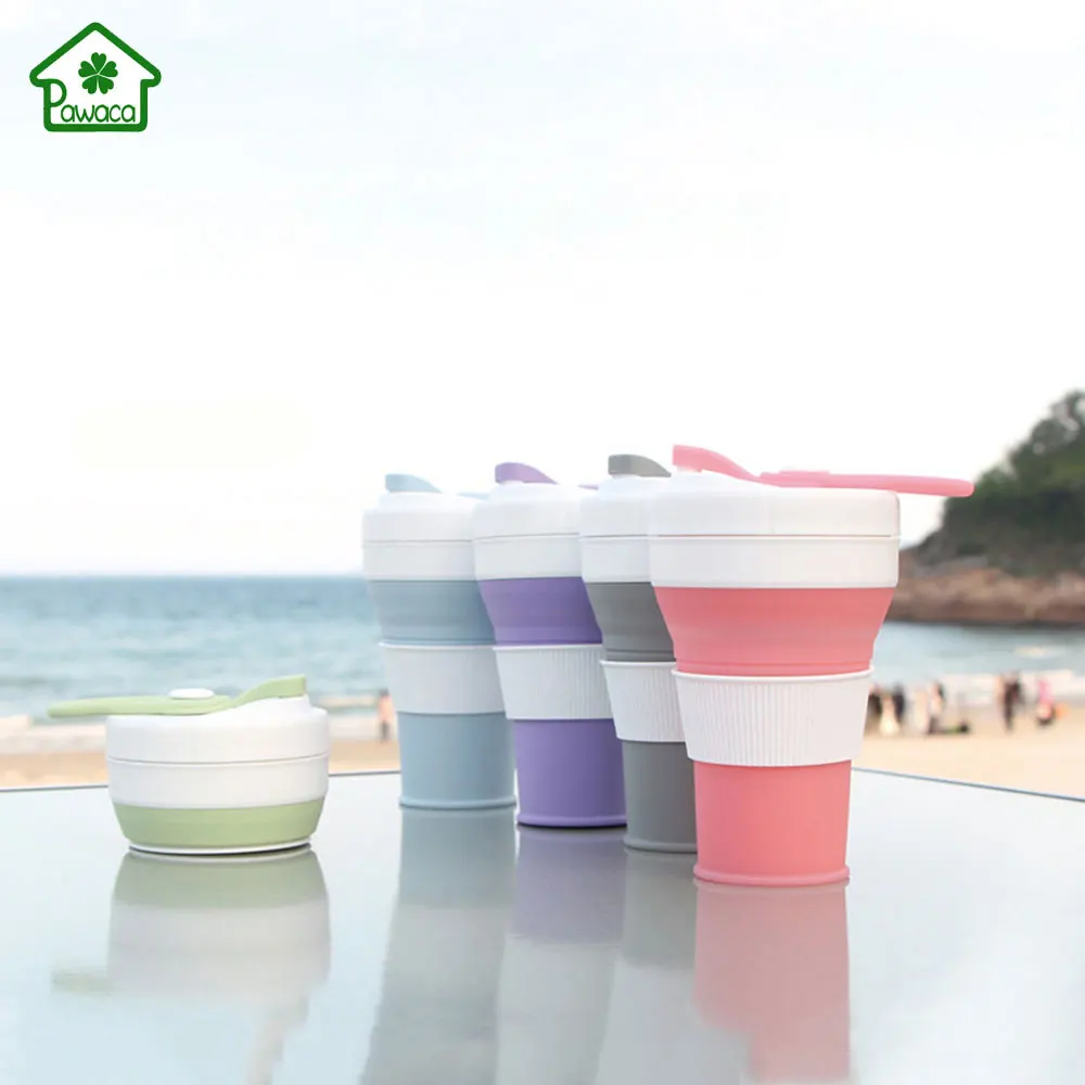 

New Silicone Folding Water Cup Portable Telescopic Drinking Collapsible Coffee cup Multi-function folding Cups for Travel Riding