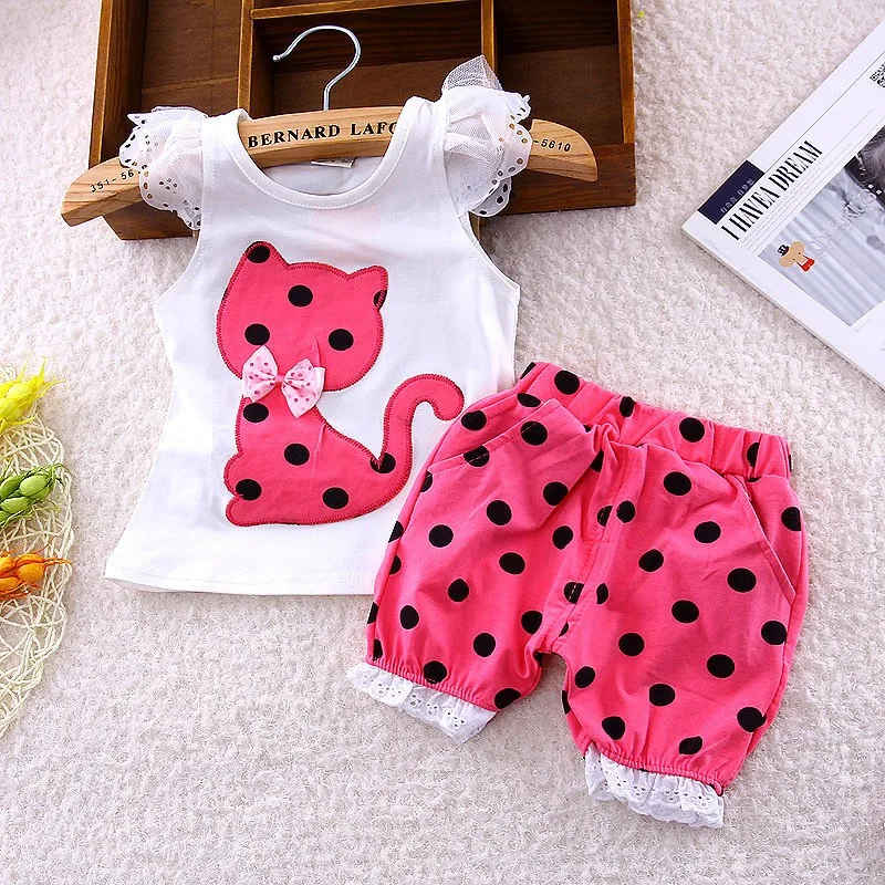 BibiCola Baby Girls Clothing Set Summer Tracksuit Clothes Sets Fashion Style Outfits Top Vest+Shorts Suit Infant Clothing bebe