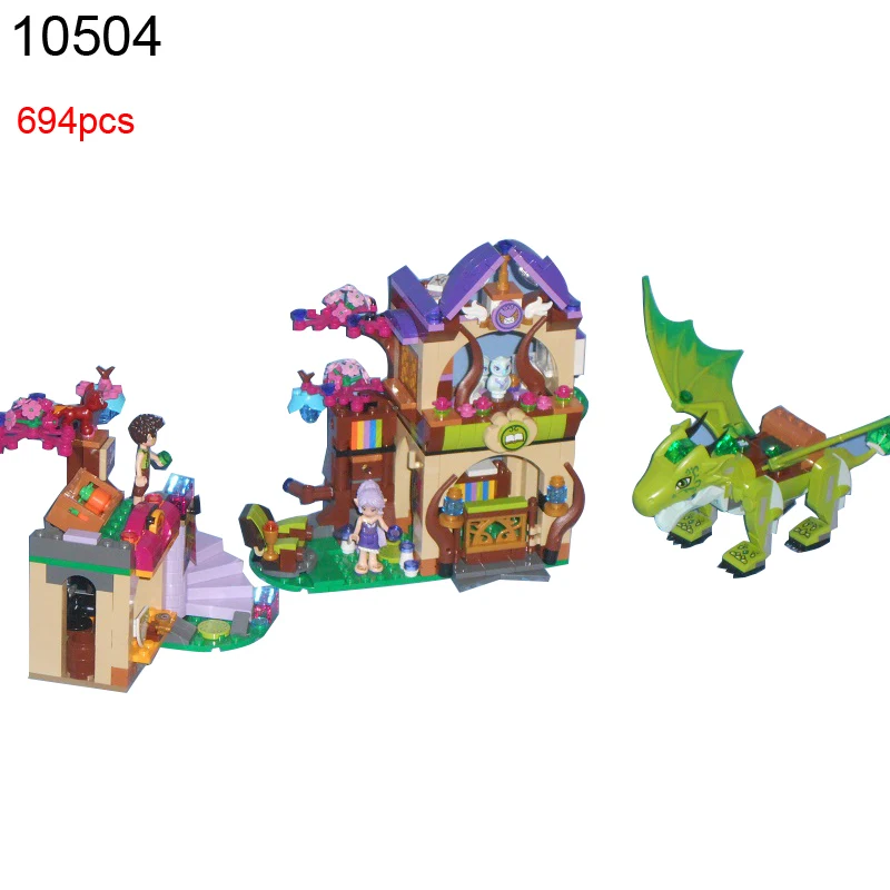 

10504 694Pcs Elves The Secret Market Place Model Building Kit Blocks DIY Educational Brick Girls Friends Toys 41176