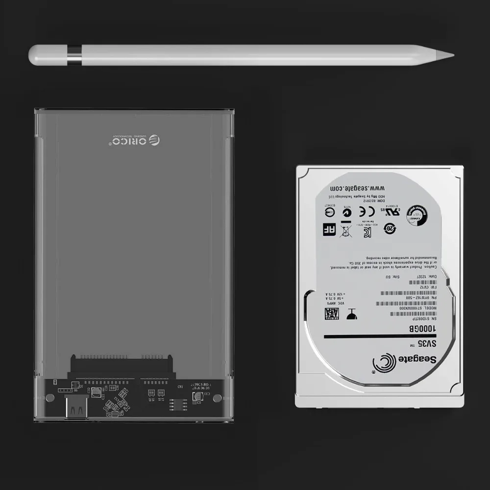 Прозрачный чехол ORICO 2,5 ''SATA для USB C для жесткого диска, 6 Гбит/с, поддержка 4 ТБ, протокол UASP для жесткого диска диаметром 9,5 мм ниже