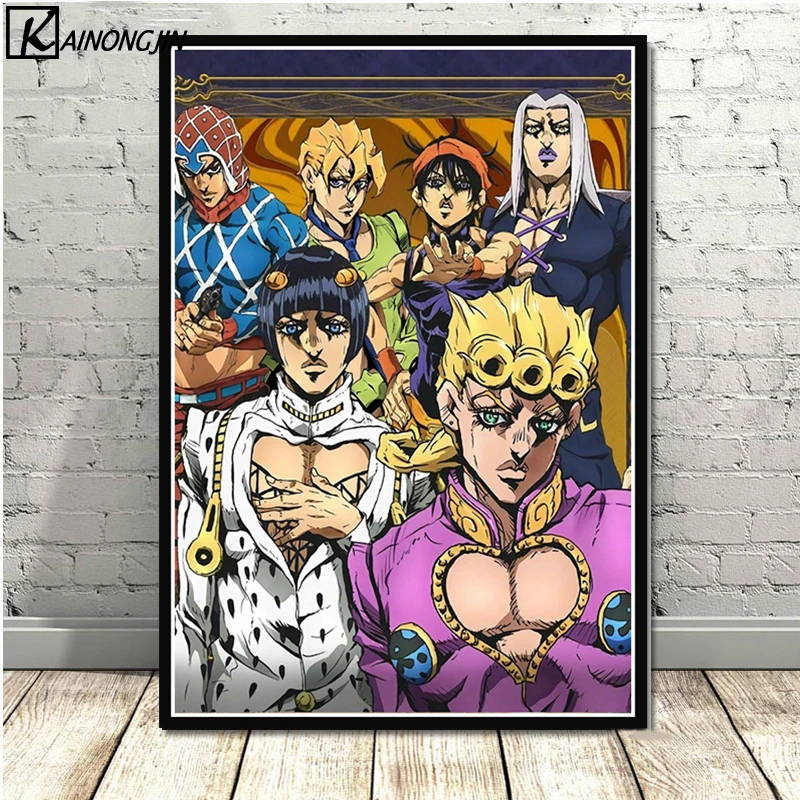 Необычный плакат JoJo s Adventure Action, постеры и принты японского аниме, Картина на холсте, настенная художественная картина для гостиной, домашний декор