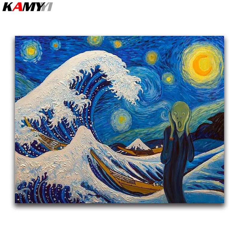 3D DIY Diamond embroidery sea wave full square Diamond mosaic Van Gogh