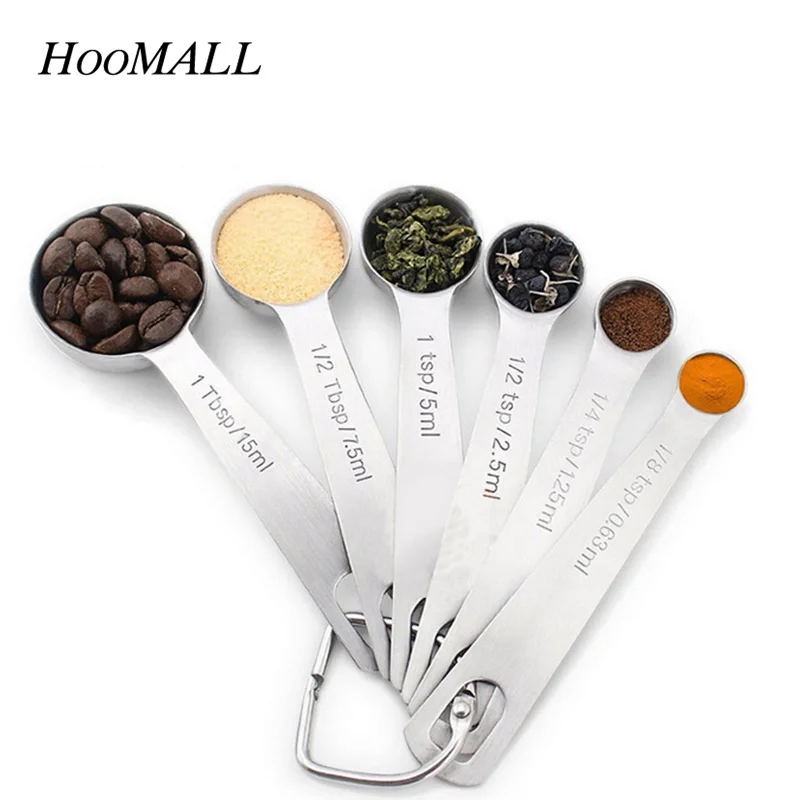 Hoomall 6PCs/set Stainless Steel Spice Measuring Spoons Baking Spoon