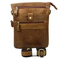 Vintage Bag Real Genuine Leather Bag Men Messenger Bags Cowhide Casual Fashion Cross Body Shoulder Bags