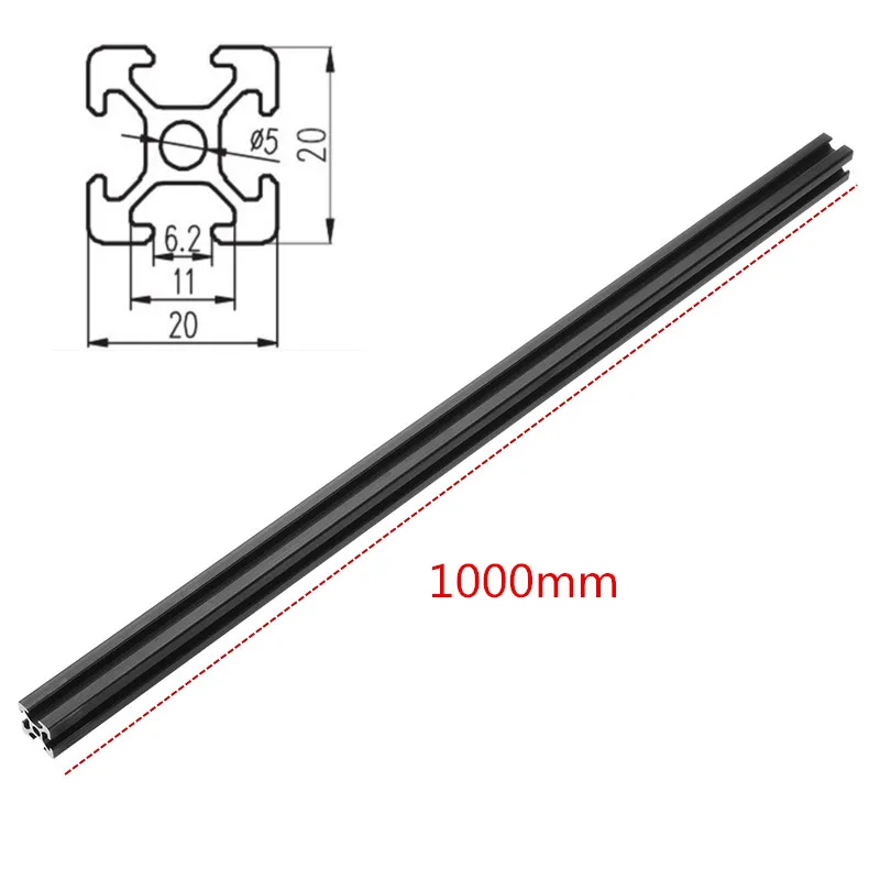 

DANIU 1pc 1000mm Length Black Anodized 2020 T-Slot Aluminum Profiles Extrusion Frame For CNC 3D Printers