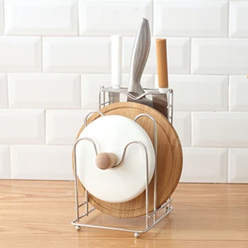 

Non-folding Cutting Board Shelf Pan Pot Lid Holder Rack 3 Tier Stainless Steel Dish Cookware Organizer Kitchen Gadgets