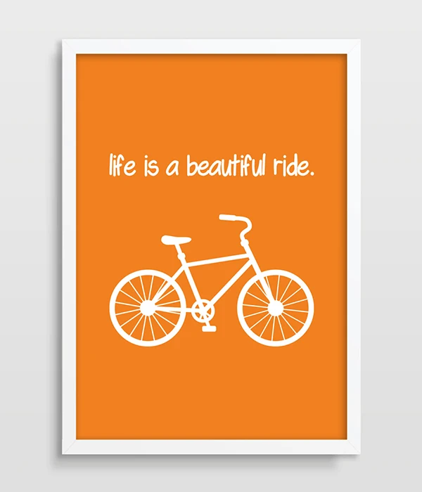 

Life Is A Beautiful Ride print picture Poster Digital Art Mountain Bike Bicycle Home Decor Bike Lover Bike Shop Wall Art Orange