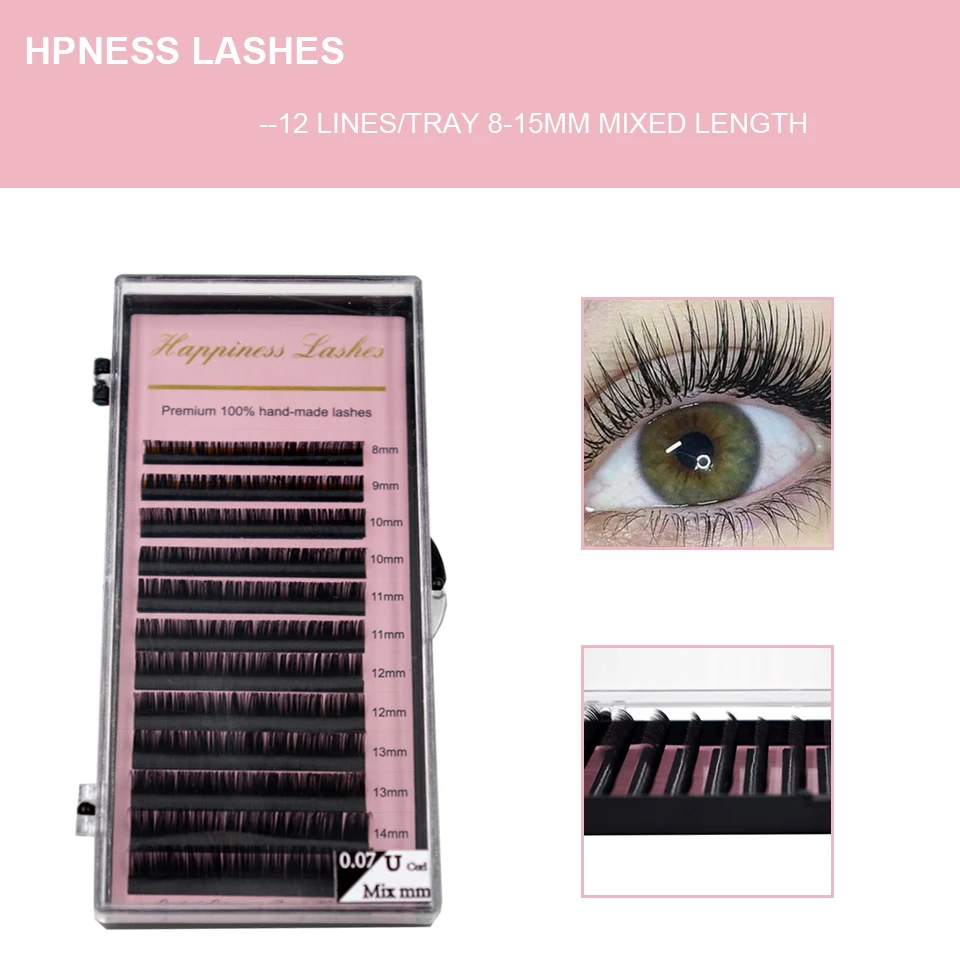 

HPNESS 3D Individual Lashes Eyelash Extension Premium Soft Silk Volume Lashes All Sizes Natural Color