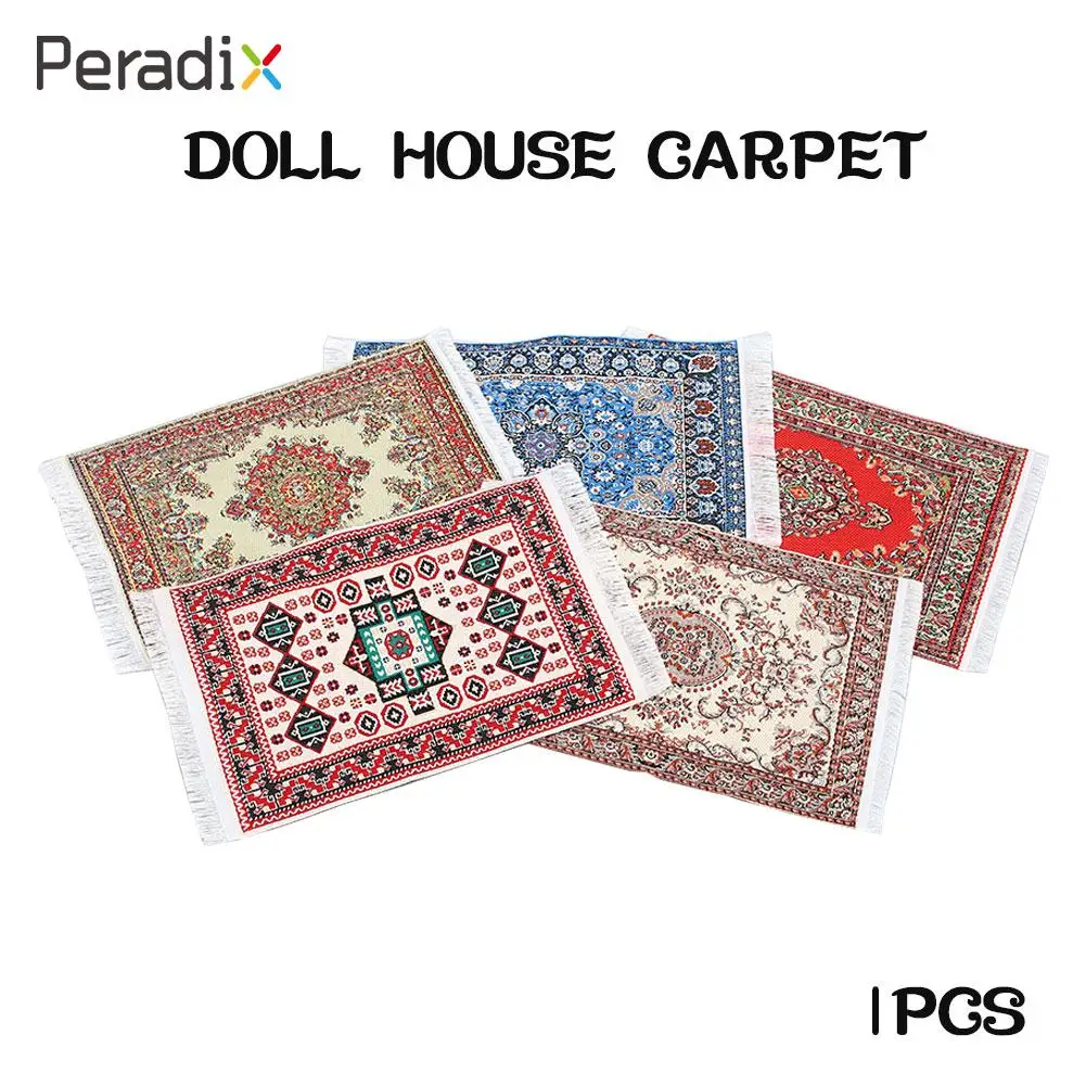 

1Pc 1/12 Multicolor lightweight Dollhouse Mini Carpet Mat Beautiful Mini Doll Carpet Doll's Colorful Vintage Rug House Accessory