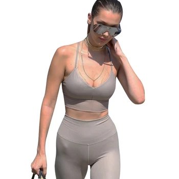 Women's 2 Piece Set Solid Color Casual Suit Female Sexy V-Neck Top And Trouser Suit Femme High Waist Leggins Female 2