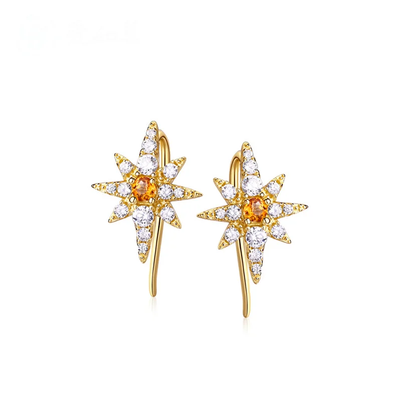 

Japanese light luxury starfish earrings garnet stud female 925 sterling silver stud fashion stud earrings birthday party gift