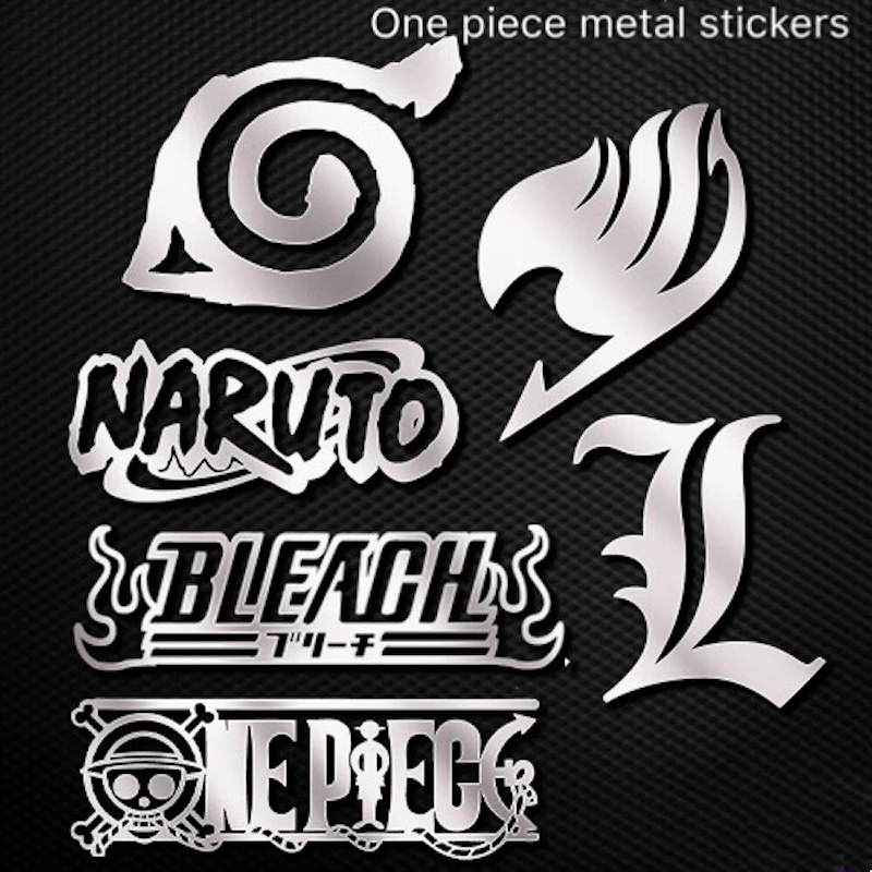 

7PCS/Sheet ACG Naruto Bleach Naruto Fairy Tail Death Note One Piece Phone Laptop Self-adhesive Metal Decal Stickers Kids DIY Toy
