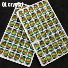 QL Crystal Tourmaline Glass Crystal 10x14mm Drops Pointback Fancy Stone for DIY garment bags shoes Jewelry accessory pointback diamantes wing stone luxury crystal pointback fancy stone cosmic shape nail art diy accessory