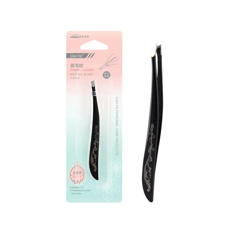 

Professional Stainless Steel Slant Tip Tweezer Precision Eyebrow Hair Depilate Eyelash Eyelid Tape Clip Anti Slip Handle Beauty