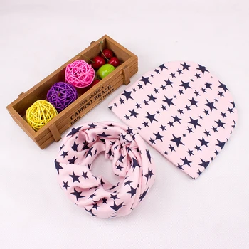 

2PCS Star Baby Hat Cap Set Scarf Suits Boys Girls Beanie Cotton Bonnet Spring Autumn Headgear Kid Hat Knitting Baby Accessories