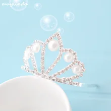 Горный хрусталь детские мини-Корона искусственная жемчужная тиара гребень крошечные корона с украшением в виде кристаллов реквизит для фотосессии в день рождения принцессы вечерние повязка на голову